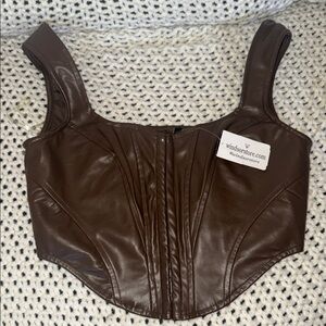 NWT Windsor Faux Leather Corset Top